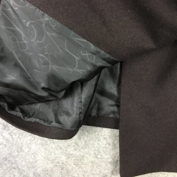 New York Co Peacoat 10 Wool Blend Double Breasted Coat Solid Brown Notch Pockets - Picture 5 of 14